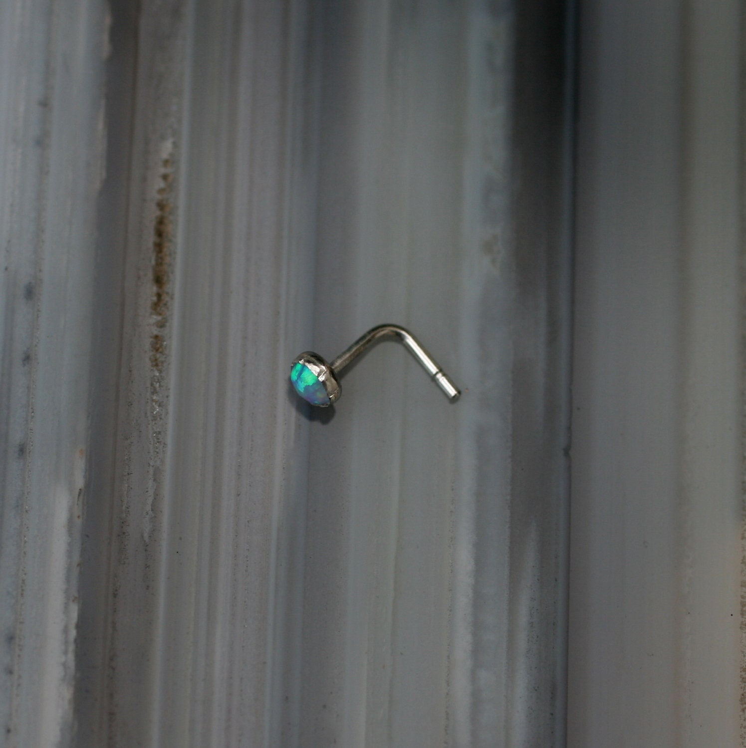 Opal Nose Ring Stud Sterling Silver Handcrafted