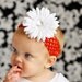 Large White Daisy Hair Flower Clip with Headband / Comes on non slip Clip / Newborn Toddler Big Girl Wear