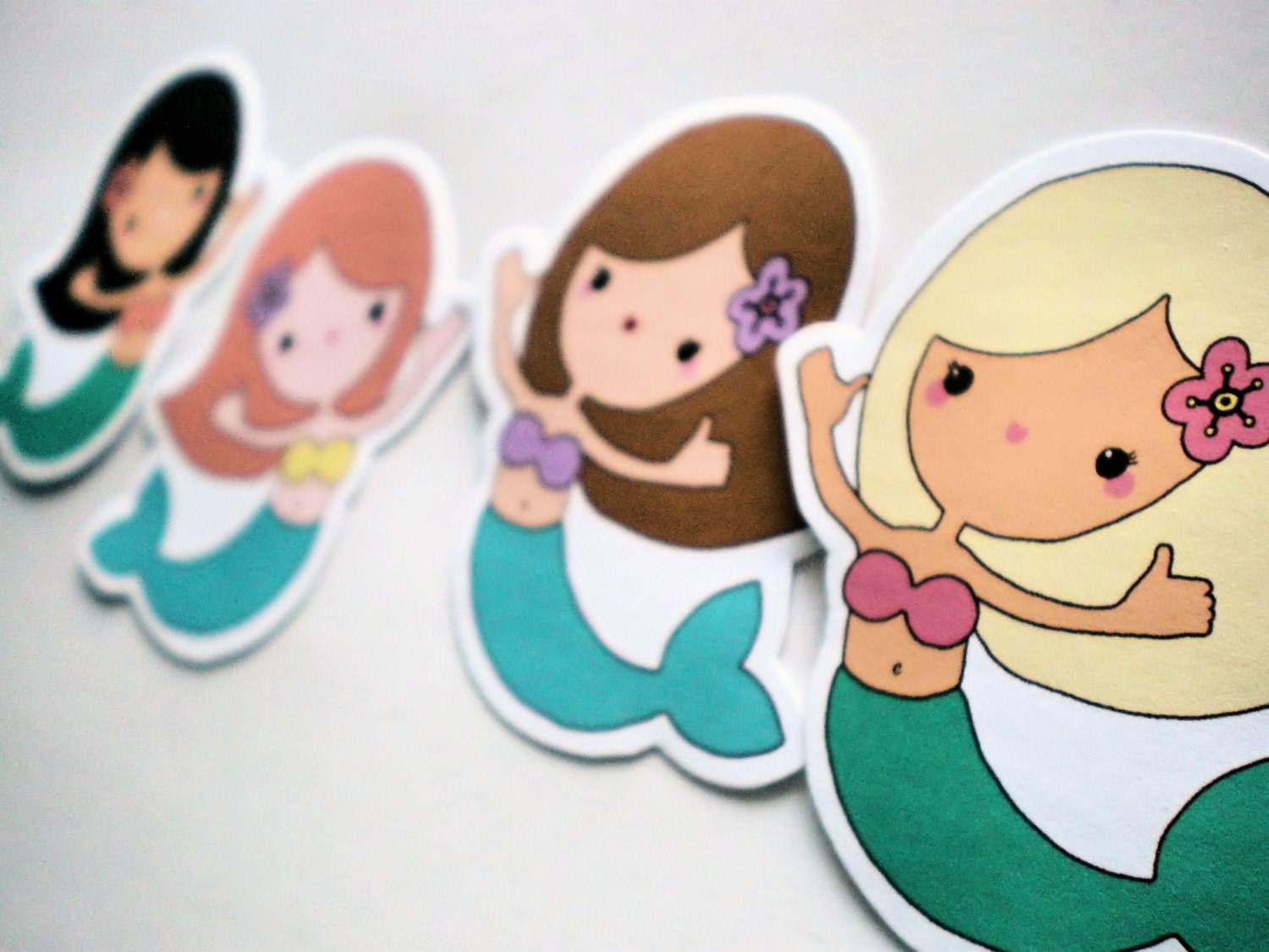 Cute mermaid stickers - pack of 8