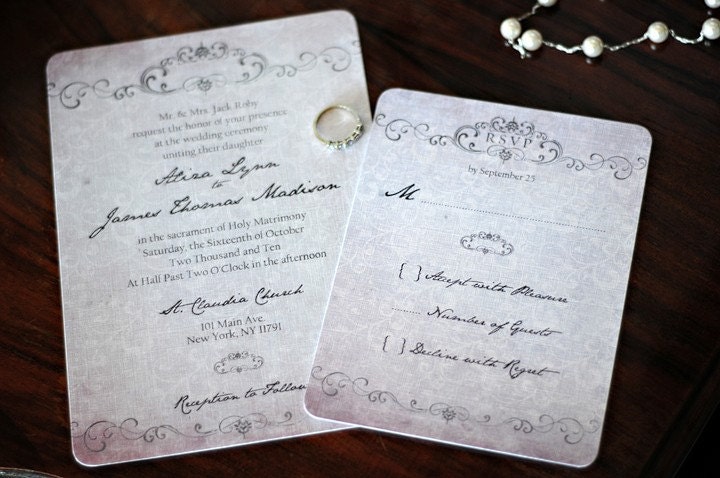 Subtle Vintage Swirl Filigree Wedding Invitations - SAMPLE - 9260911-I