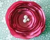 Hot Pink Silk Layered Flower Clip