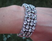 Silver Rhinestone Chunky Cuff Bracelet, Statement Bridal Jewelry, Wedding Accessory for the bride and bridesmaid Gift