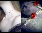 A Vampire's Kiss- gothic vampire bite choker, blood red sparkling glass beads