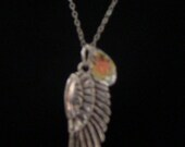 16" Silver Angel Wing Pendant with Crystal AB Swarovski Crystals