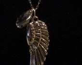 16" Gold Angel Wing Pendant with Golden Shadow Swarovski Crystals