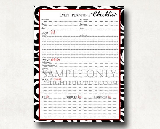Event Planning Checklist  - PDF Printable File