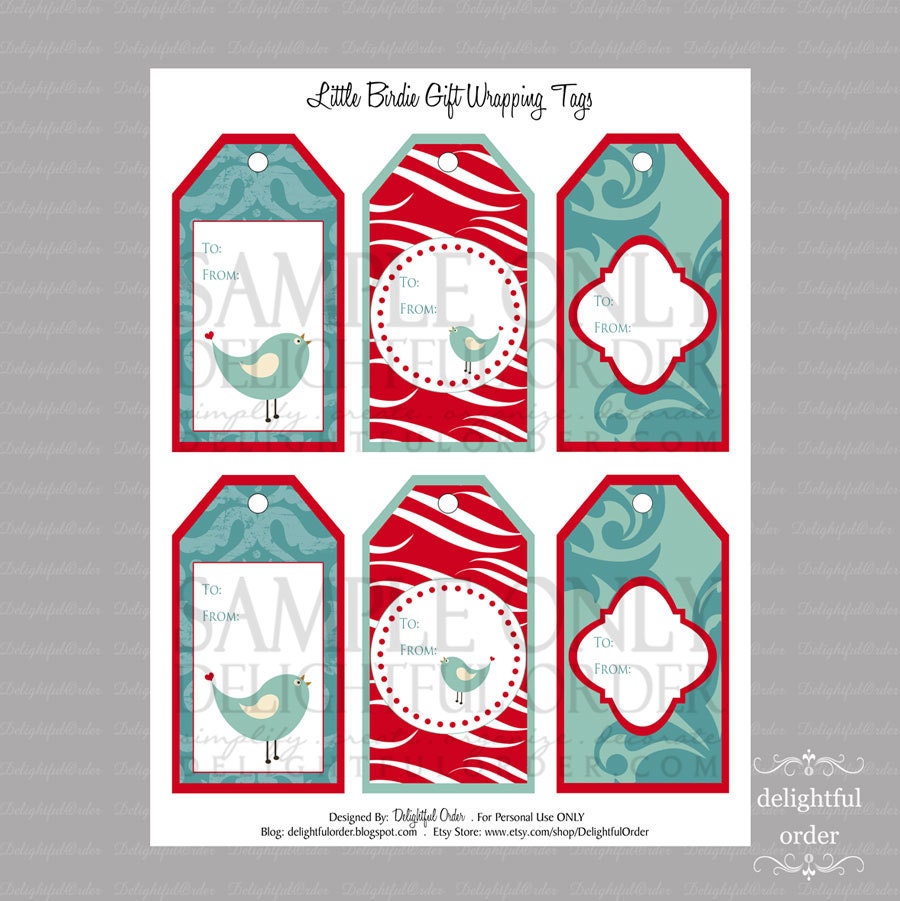 Little Birdie Gift Tags - PDF Printable File
