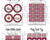 Red Basketball Birthday Party Package - (4) PDF Printable Files