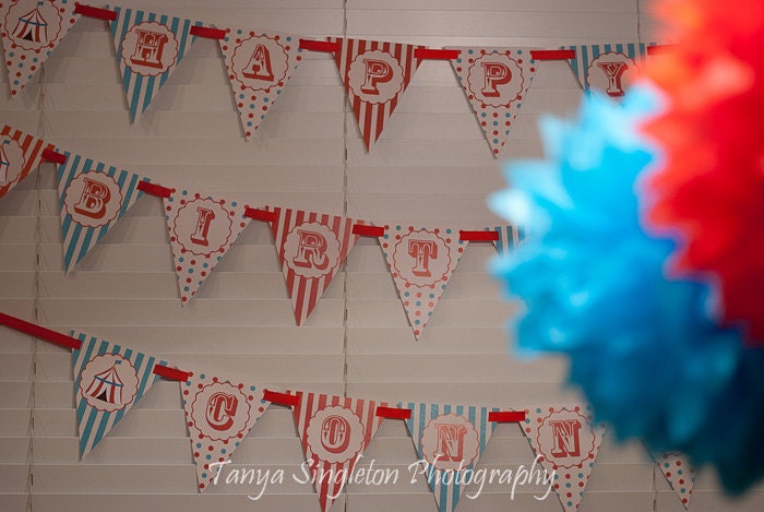 Circus Carnival Birthday Banner-with Name & Age - You Print