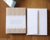 Stationery Note Card Set of 10 with Envelopes, kraft cardstock - Reduced price