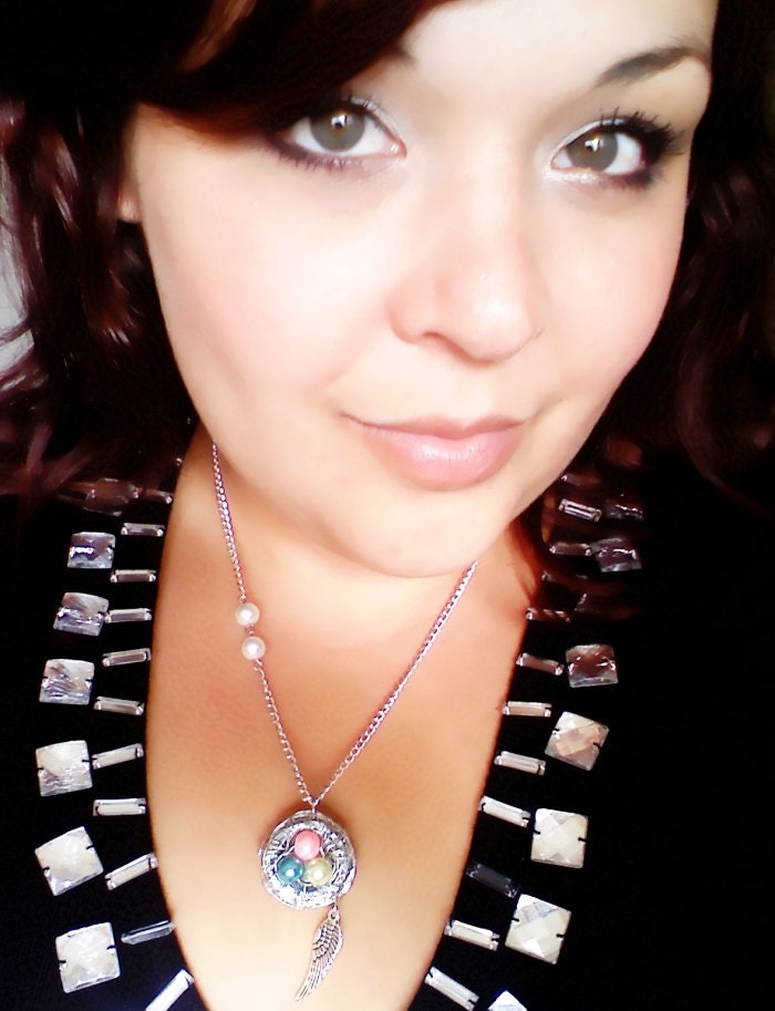 Custom Made Birds Nest NecklaceYou Pick Colors and amount of Pearls "eggs" (5-8 Max)