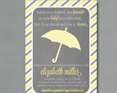 Umbrella Rain Themed Striped DIY Printable Party or Shower Invitation
