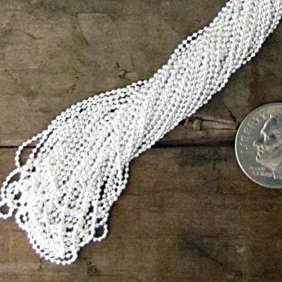 BALL CHAIN Sterling Silver 1mm - 20" x 3 pcs - Bead Chain 1 mm - Jewelry Supplies
