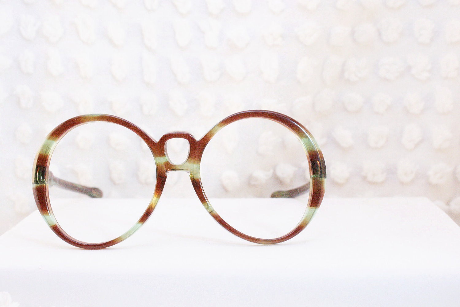 1960's Eyeglasses Mod Oversize Tortoise Horn Rim Green Brown Translucent Large 50/20 Frame by Universal Optical