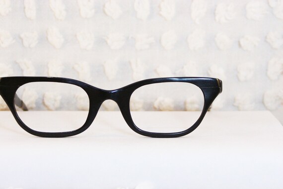 Vintage Tura 60s Eyeglasses 1960s Black Aluminum Glasses Metal Frame Unisex 46/24 Designer Optical
