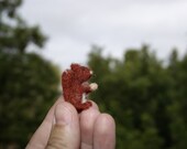 Felted squirrel, felt toy, super tiny needle felted animal, soft sculpture,  wild animal miniature, natural wool toy