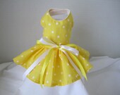 Dog Dress  XS    Yellow with White polka dots   By Nina's Couture Closet