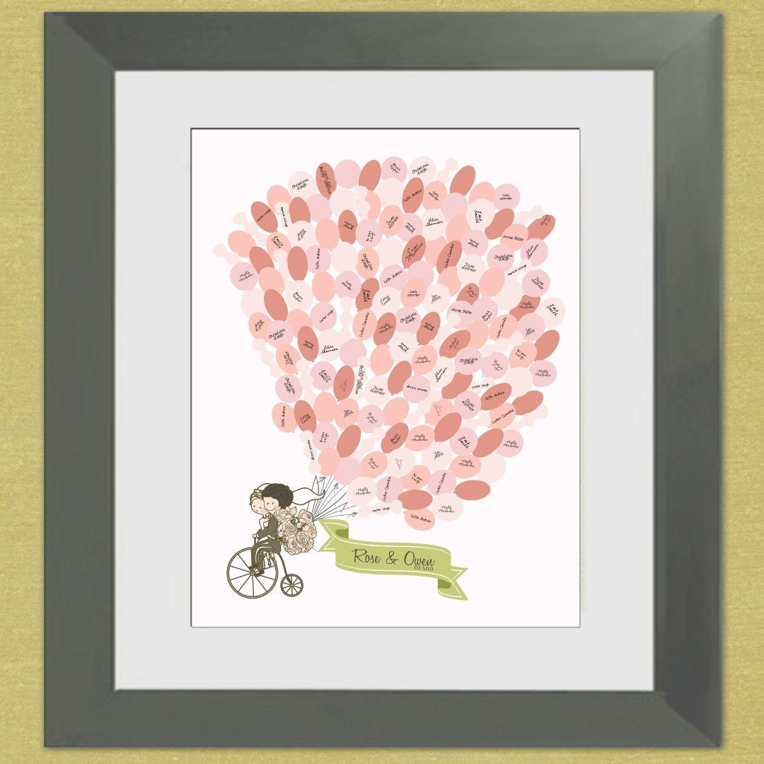 Wedding Guest Book Signature Alternative - Vintage Balloons - 16" x 20" - Up to 150 guests