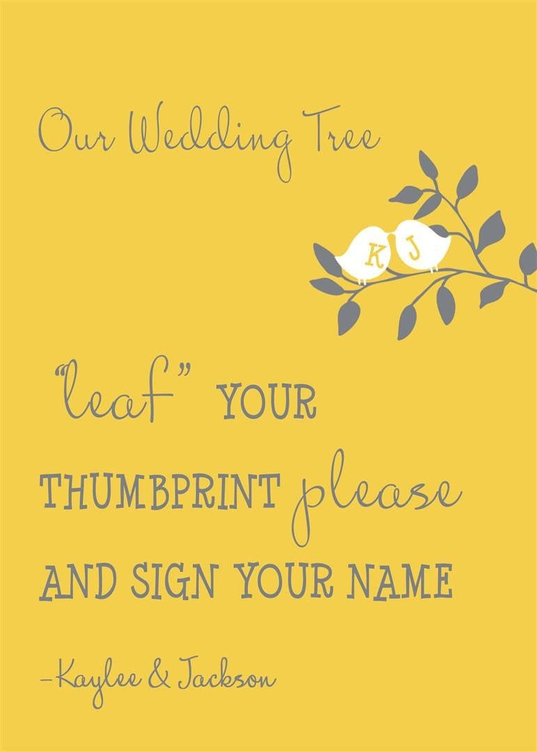 Wedding Guest Book Fingerprint Tree - Custom Love Birdies - 16" x 24" - With Ink and Instructions - Sale