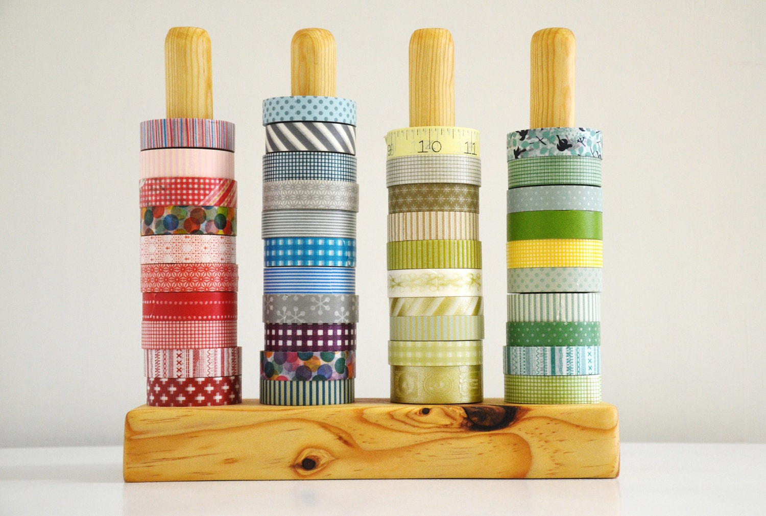Washi Tape Organizer - Wood Masking Tape Holder - Eco friendly Japanese Tape Dispenser for 48 rolls - coworkers gift - under 50
