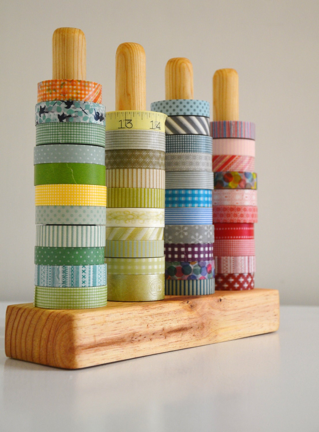 Washi Tape Organizer - Wood Masking Tape Holder - Eco friendly Japanese Tape Dispenser for 48 rolls - coworkers gift - under 50