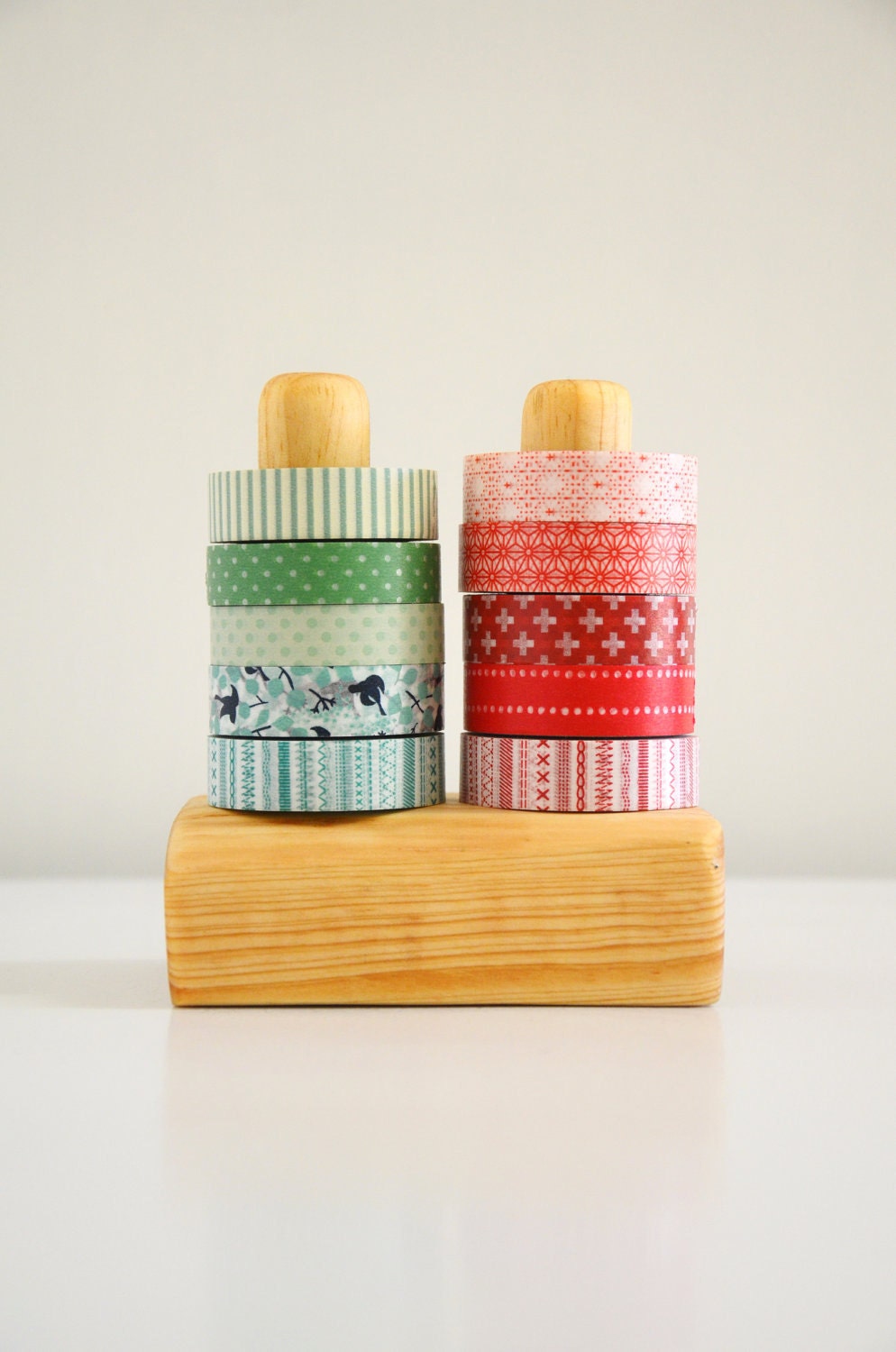 Washi Tape Organizer - Masking Tape Holder - Wooden - Eco friendly Wood Japanese Tape Dispenser for 10 rolls - gift under 25
