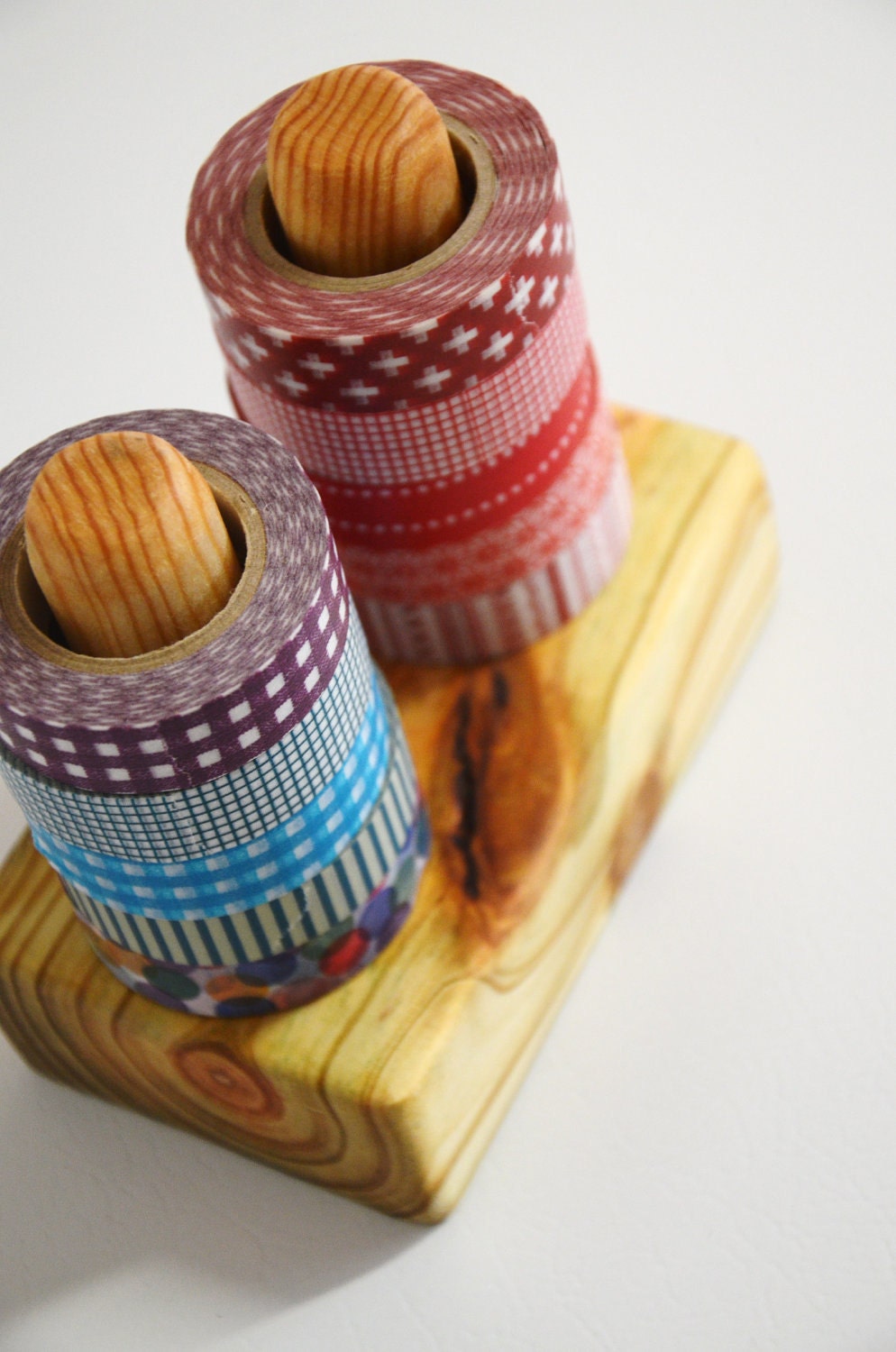 Washi Tape Organizer - Masking Tape Holder - Wooden - Eco friendly Wood Japanese Tape Dispenser for 10 rolls - gift under 25