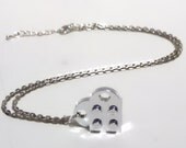 Custom Silver Chromed Heart Necklace - made with LEGO(r) bricks