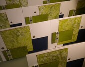 The Jade Note Cards - Navy Blue, Green and Bronze - Unisex Note Cards