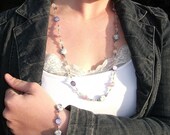 Whimsical World Pastel Turquoise Gemstone, Shell and Crystal Necklace
