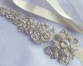 Eden Garden - Vintage Style Swarovski  Rhinestone Bridal Satin Head Band Tiara Sash
