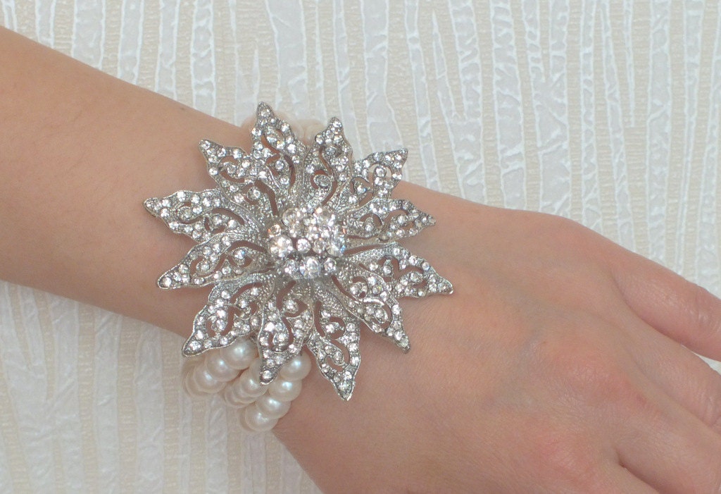 Sunflower - Rhinestone and Freshwater Pearl Bracelet