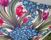 Chuppah Handpainted Silk Tulip and Violet