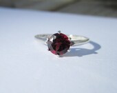 Natural Rhodolite Garnet and Sterling Silver Ring - Size 6