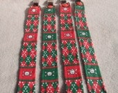 4 Pc Twins 10" Fabric Pacifier Clip - Red Green Plaid with White Skull and Crossbones Girl Boy Print - Universal Soothie Nuk Mam Gumdrop