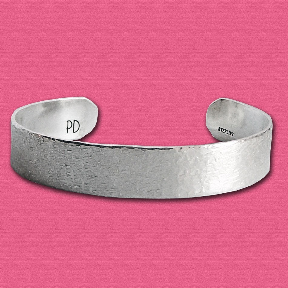 Sterling Silver Cuff Bracelet - Silk Texture - Seven Sixteenths Inch