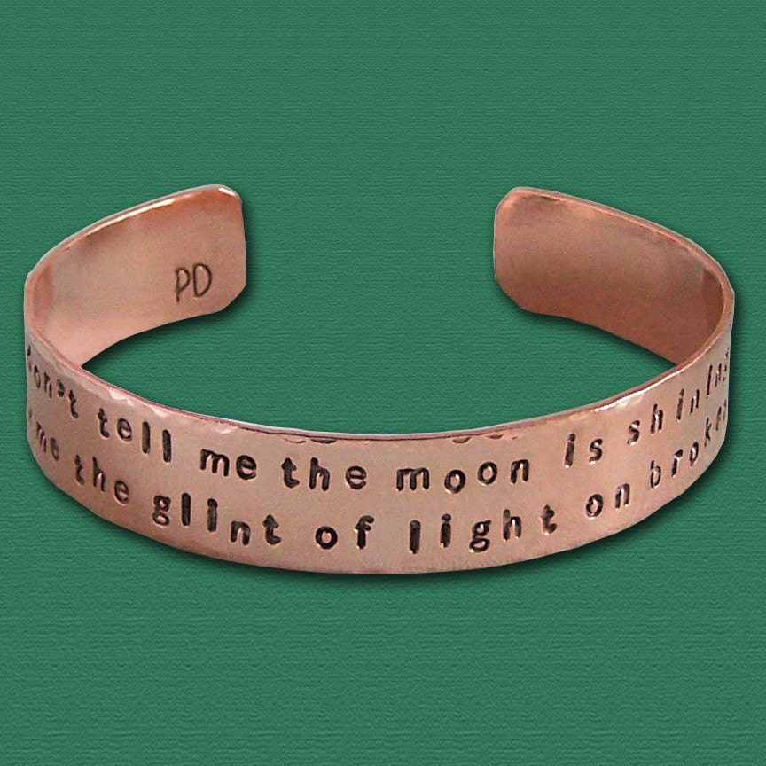 Hand Stamped Copper Cuff Bracelet - Choose Your Text- One Half Inch
