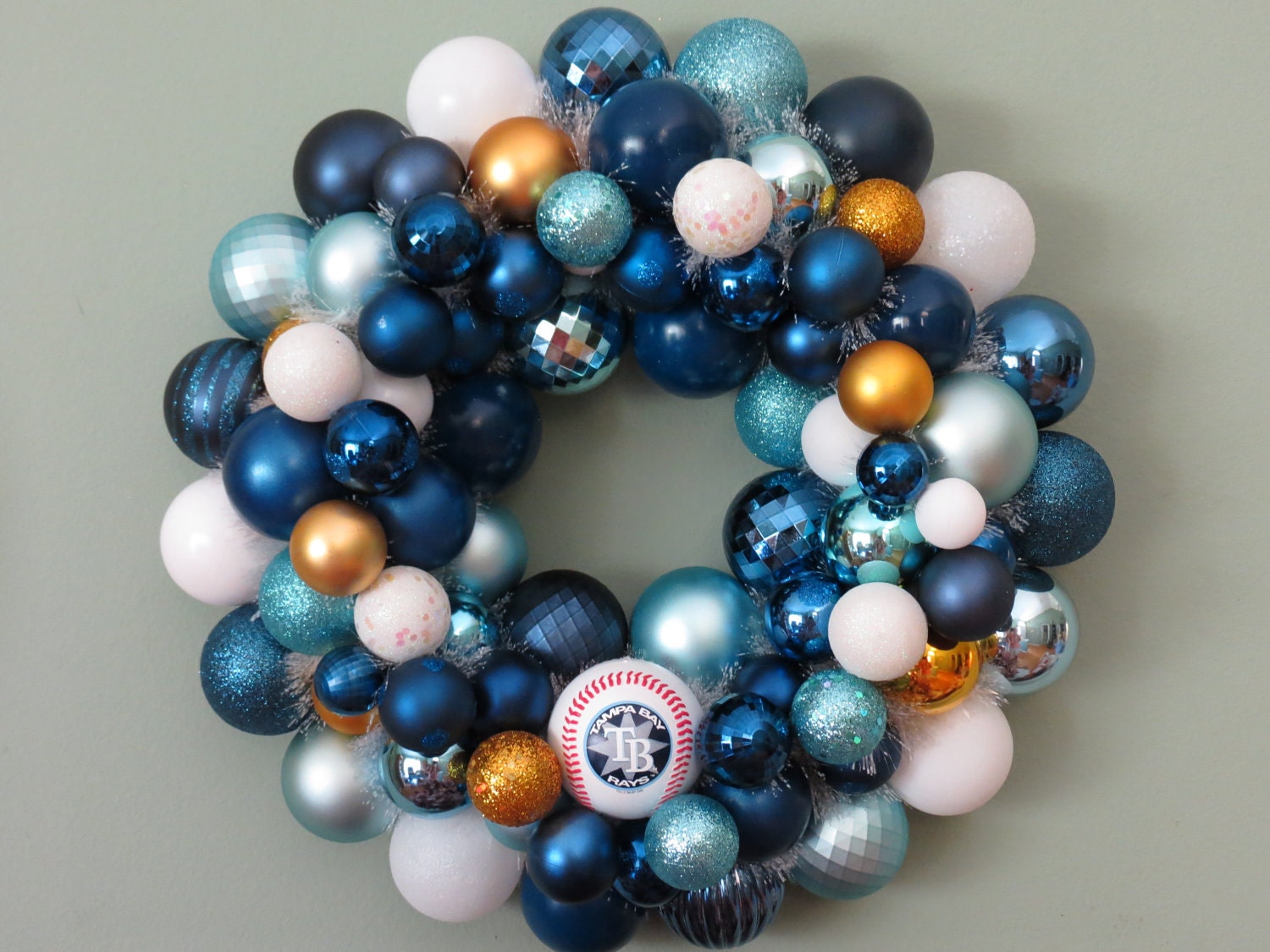 TAMPA BAY Rays Baseball Ornament Wreath