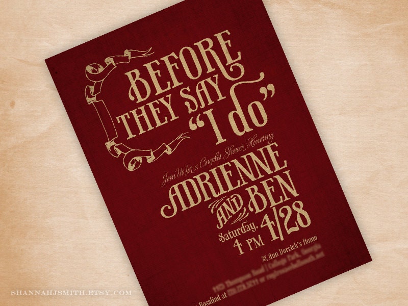 Couples Wedding Shower Invitation before they say I do print your own