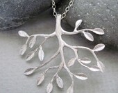 Tree of Life Necklace in Silver, Silver Tree Branch Handmade Sterling Silver Necklace, Nature Silver Leaves Pendant Necklace