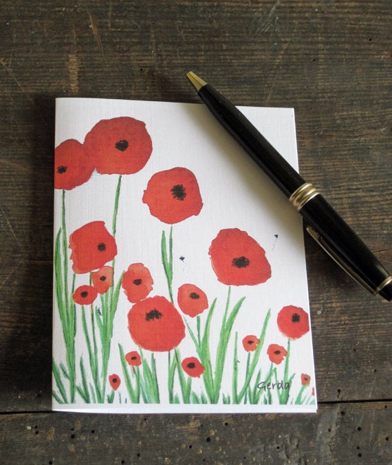 Memorial Day Poppies nature garden woodland watercolor card