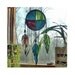 Stained Glass Suncatcher / Unique Panel - Native American Inspired - Earthy Colors - Glass Feathers hang on beaded Suede - Large 13 inches