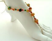 Colorful Barefoot Sandals  Hemp Barefoot Jewelry Toe thong Luau Party Tropical Beach Footwear