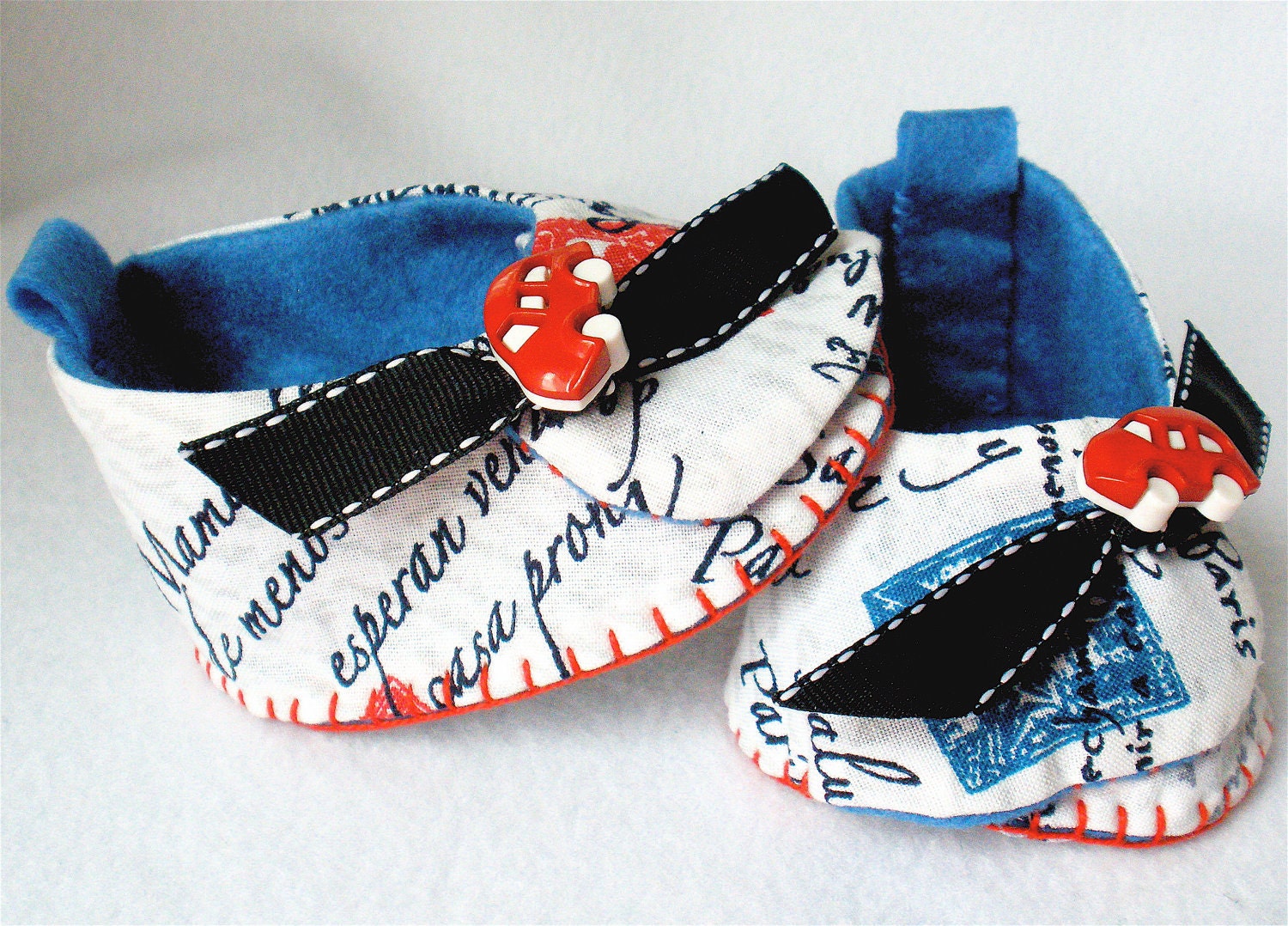 Boys Handwriting Print  Booties and Bib Set Traveling Son Letters to Mom