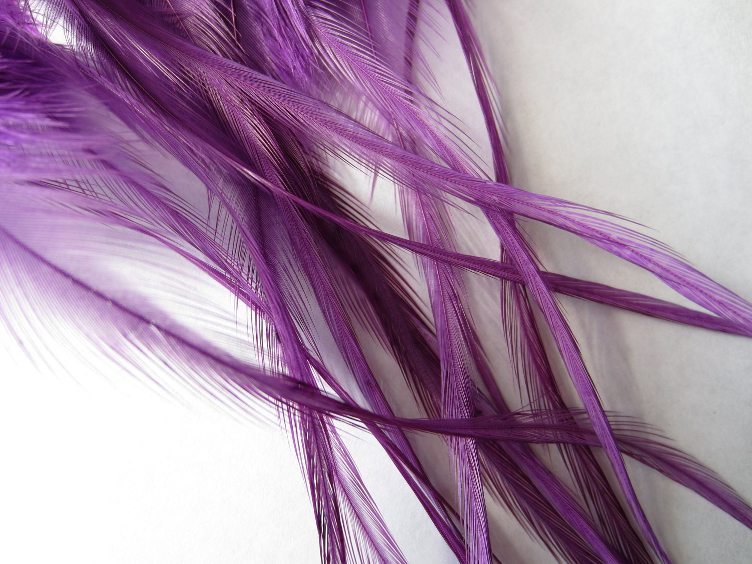10  SHORTER SOLID MAGENTA Feathers for Feather Extensions & 3 extensions beads