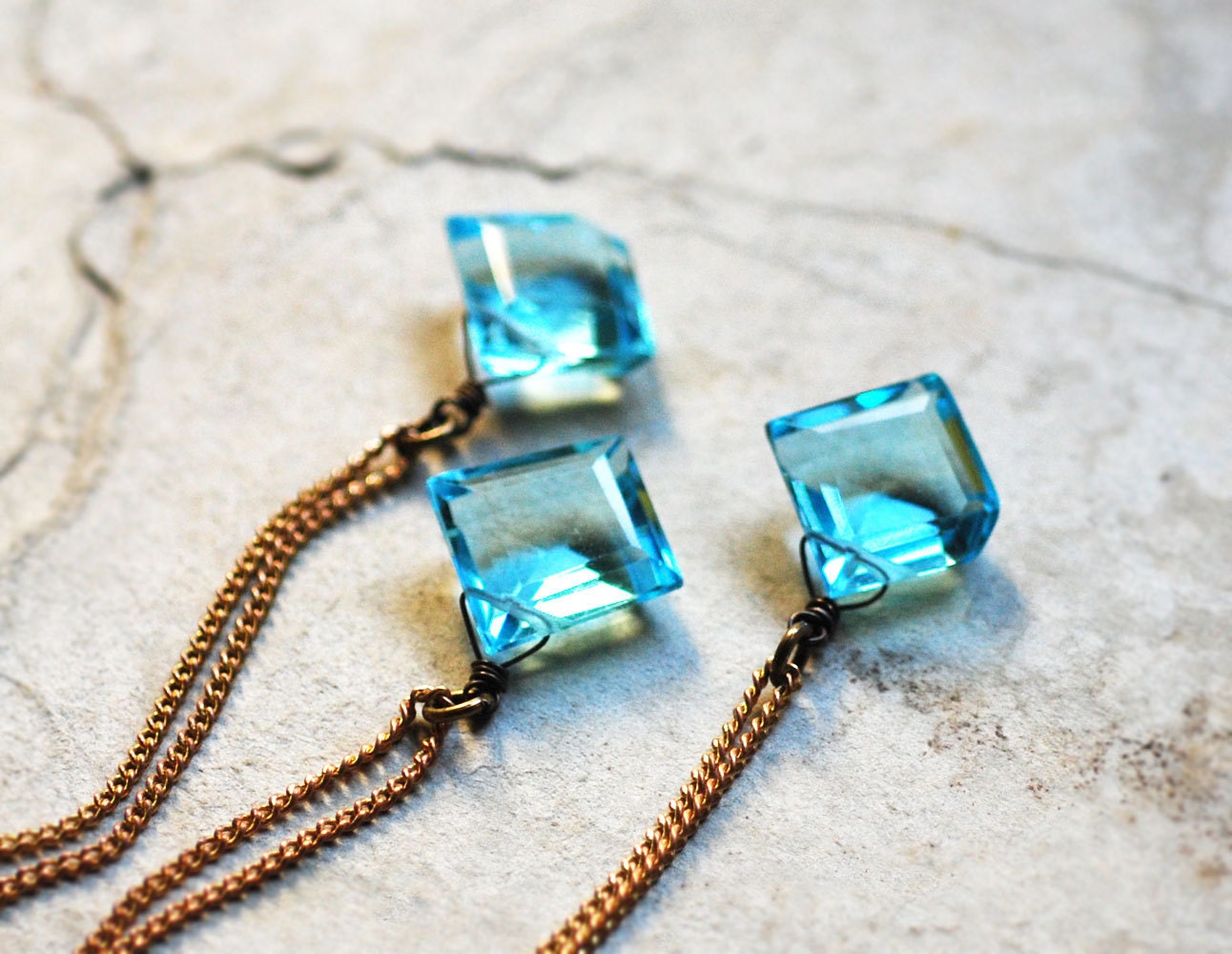 no. 55 - magical blue quartz and vintage brass necklace