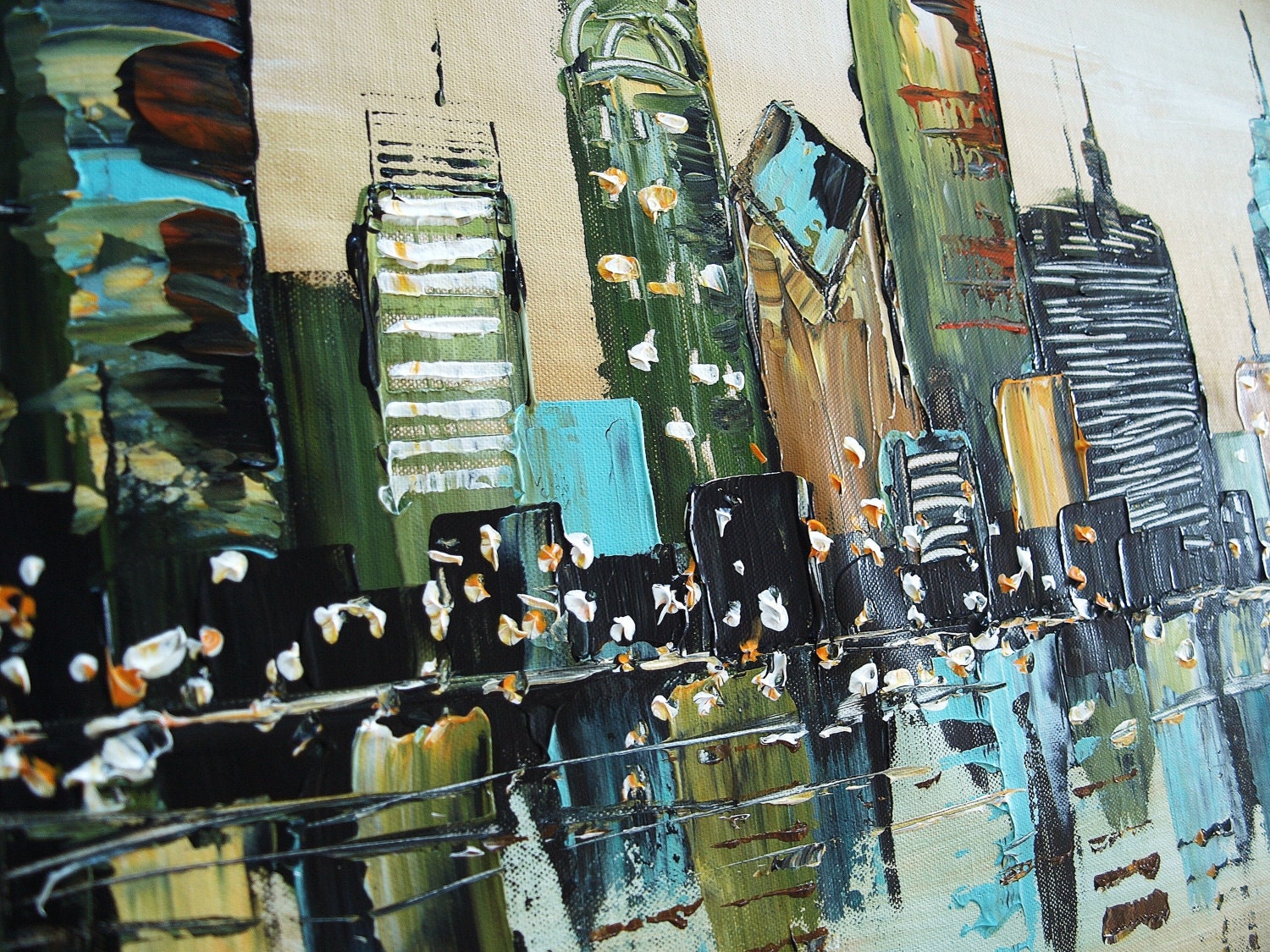 72"xxl City large abstract textured painting original , from jolina anthony signet express shipping