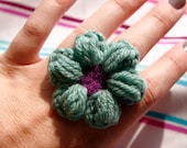 Green and Purple Flower Puff Ring