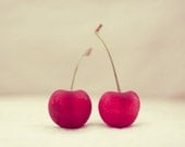 food photography kitchen decor cherries print - cherry color fruit still life fine art red food art -  5x7 print