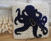 Hand knit nautical wedding ring pillow